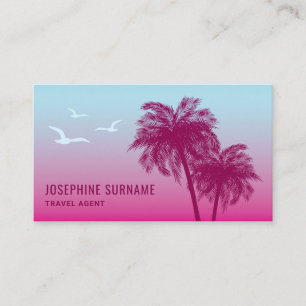 Pink Palm Trees Tropical Sunset Travel Agent Business Card