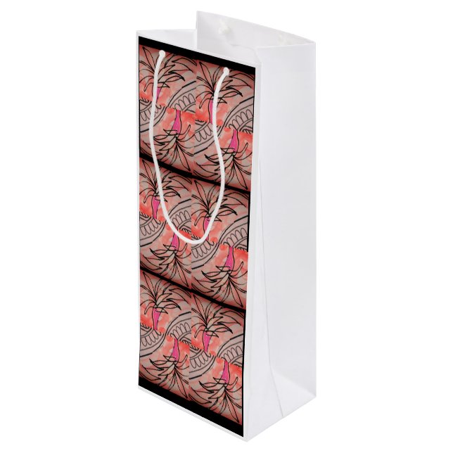 Pink Palm  Wine Gift Bag (Back Angled)