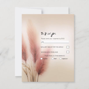 Pink Pampas Grass Bohemian Boho Wedding RSVP Invitation