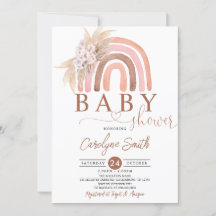 Pink Pampas Grass Boho Rainbow Baby Shower