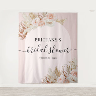 Pink Pampas Grass Bridal Shower Tapestry