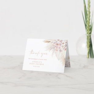 Pink Pampas Grass Girl Baby Shower Thank You Card