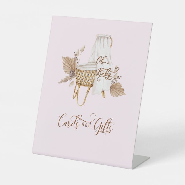 Pink Pampas Grass Oh Baby Cards & Gifts II Pedestal Sign (Front)