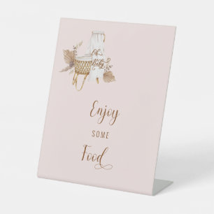 Pink Pampas Grass Oh Baby Food  Pedestal Sign