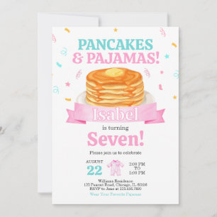 Pink Pancakes and Pyjamas Birthday Invitation