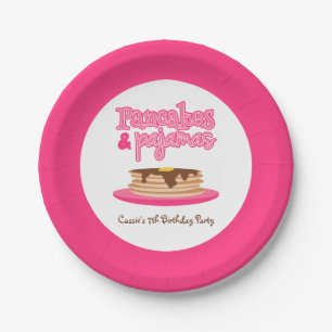 Pink Pancakes and Pyjamas Birthday Party Paper Plate