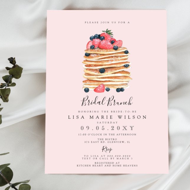 Pink Pancakes Bridal Brunch Bridal Shower Invitation (Creator Uploaded)