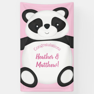 Pink Panda Bear Baby Shower Banner