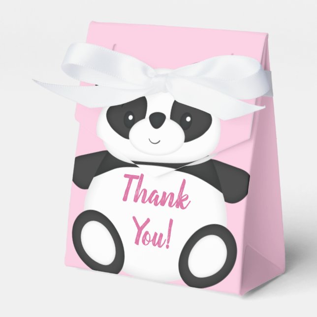 Pink Panda Bear Baby Shower Favour Box (Front Side)