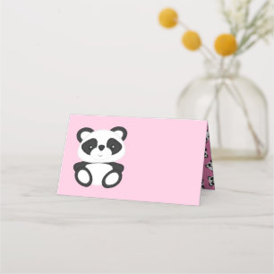 Pink Panda Bear Baby Shower Place Card