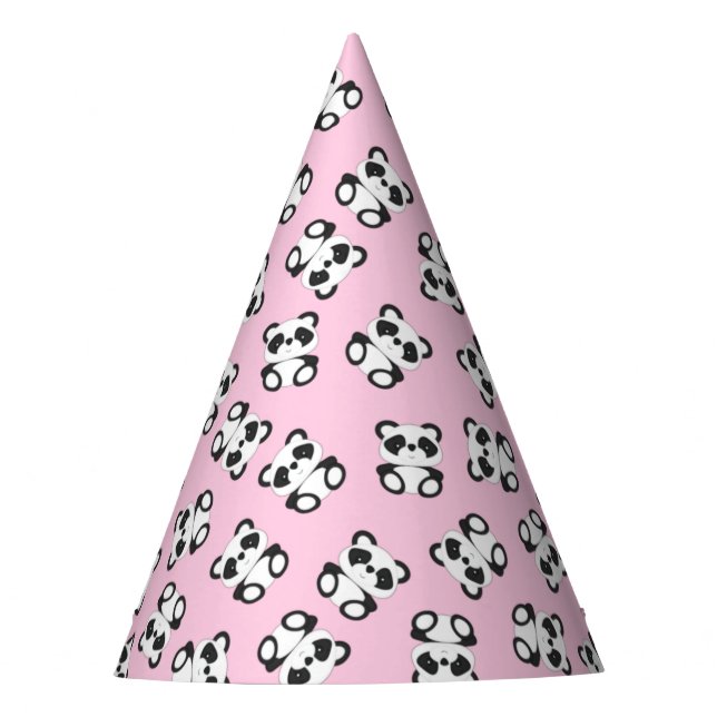 Pink Panda Bear Birthday Party Hat (Front)