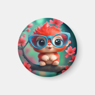 Pink Panda Cartoon On The Branch-68807 Magnet