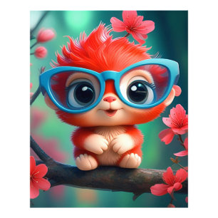 Pink Panda Cartoon On The Branch Photo Print