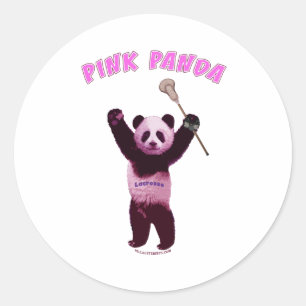 Pink Panda Lacrosse Classic Round Sticker