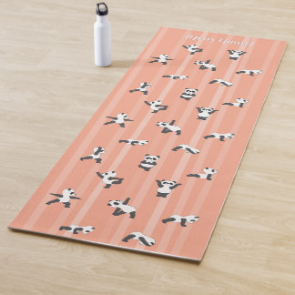 Pink Panda Yoga Mat Custom Name Same on Both Sides