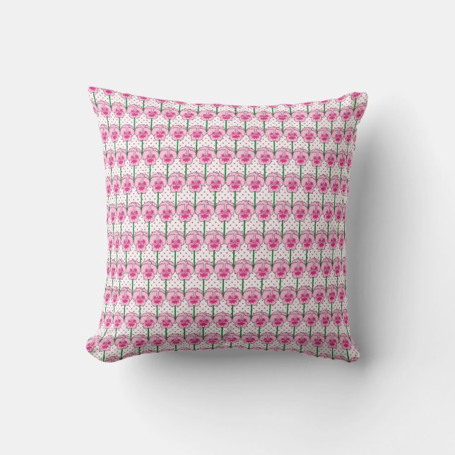 Pink pansies - retro wallpaper pattern cushion (Front)
