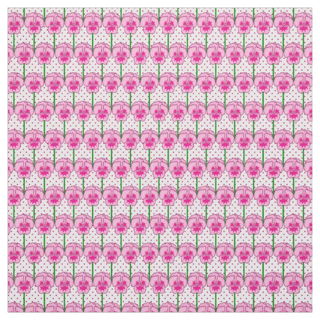 Pink pansies - retro wallpaper pattern fabric (Swatch)