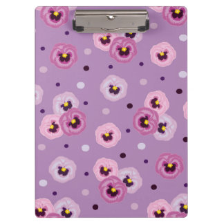 Pink pansies, seamless pattern clipboard