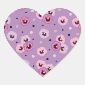 Pink pansies, seamless pattern heart sticker