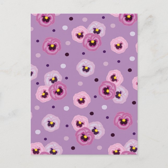 Pink pansies, seamless pattern postcard (Front)