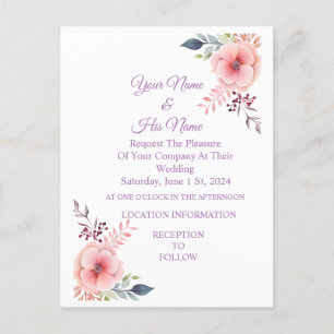 Pink Pansy Flowers Thunder_Cove  Invitation Postcard