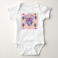 Pink Pansy Love You Babies One-Piece Bodysuit