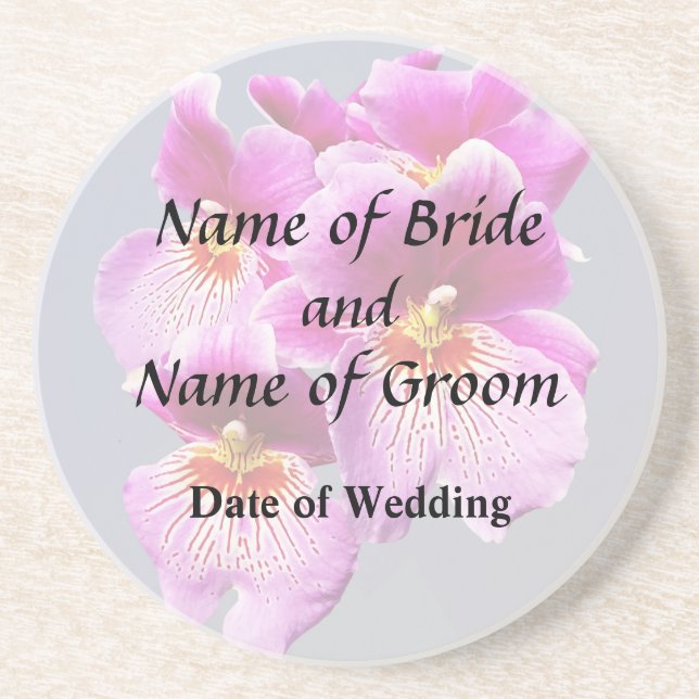 Pink Pansy Orchids Wedding Products Coaster (Front)