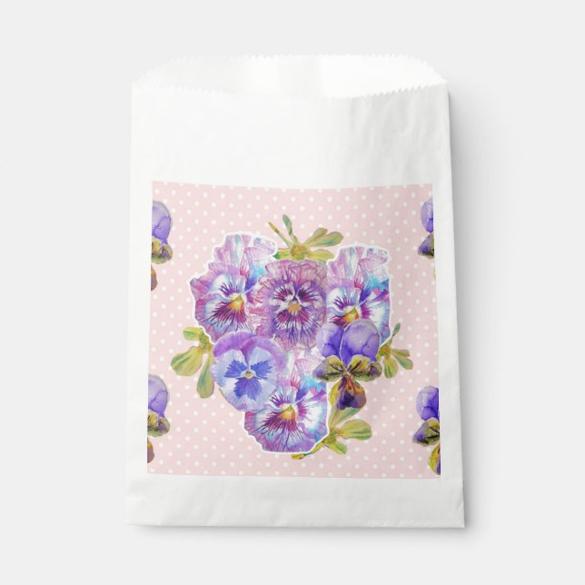 Pink Pansy spot Flowers floral Party Favor Bags (Front)