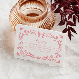 Pink Papel Picado Baby Shower Registry QR code Enclosure Card