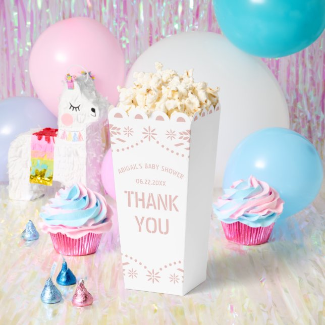 Pink papel picado Thank You Baby Girl Shower Favour Box (Party)