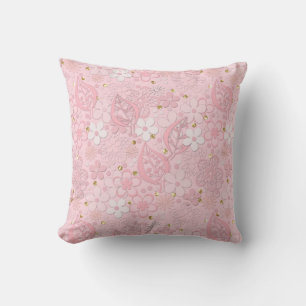 Pink paper flowers cushion