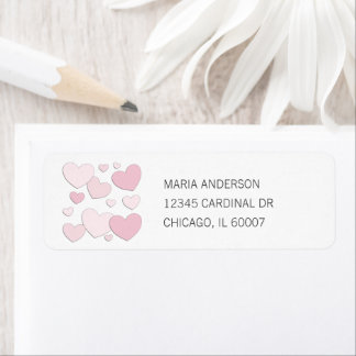 Pink Paper Heart Pattern Return Address Label