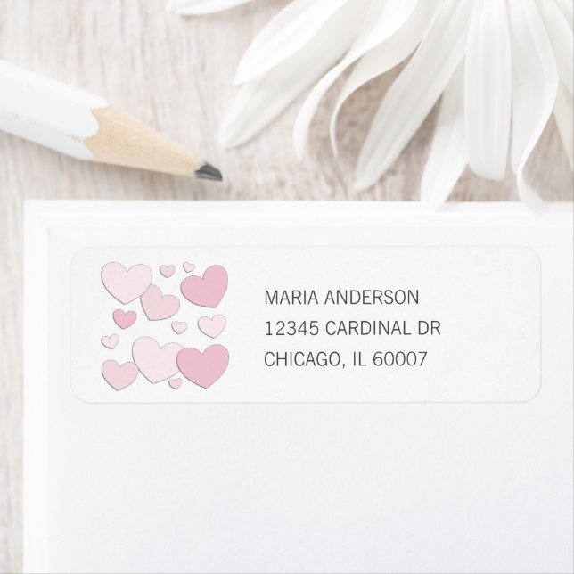 Pink Paper Heart Pattern Return Address Label (Insitu)