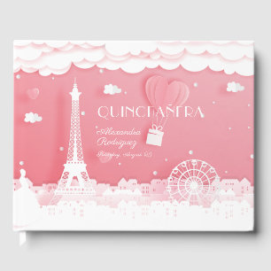 Pink Paper Paris Quinceañera Guest Book