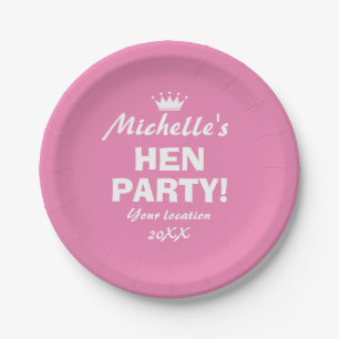 Pink paper plates for fun hen party night