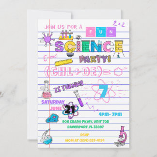 Pink Paper Science Invitation