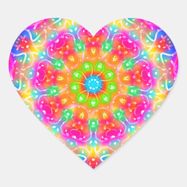 Pink Paradise Mandala Design Heart Sticker (Front)