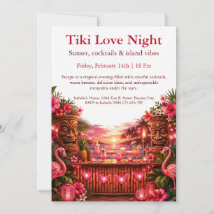 Pink Paradise Tiki Cocktail Party Invitation