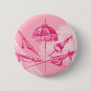 Pink Parasols 6 Cm Round Badge