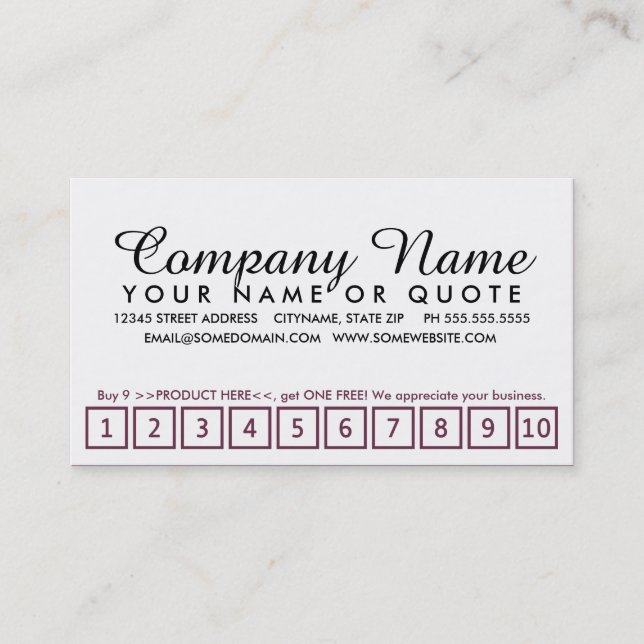 pink parchment loyalty program card (Front)