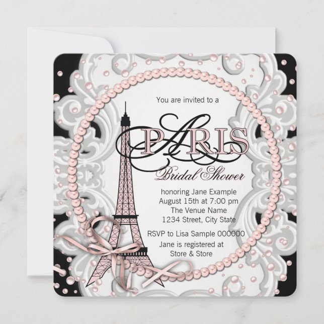 Pink Paris Bridal Shower Invitation (Front)