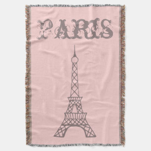 Pink Paris Eiffel Tower Bedroom Throw Blanket Gift