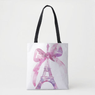 Pink Paris Eiffel Tower Tote Bag