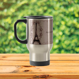 Pink Paris Grunge Travel Mug