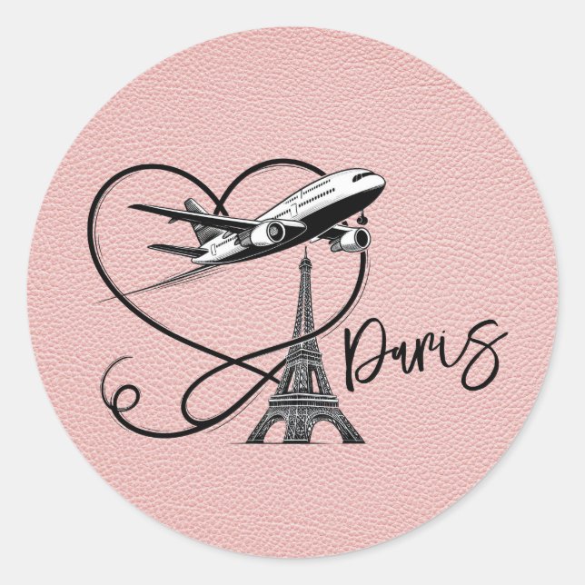 Pink Paris Passport  Classic Round Sticker (Front)