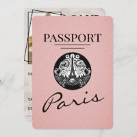 Pink Paris Passport Save The Date