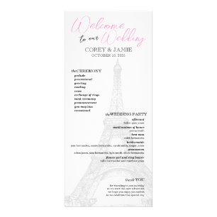 Pink Paris Passport Wedding Program Rack Card