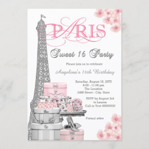 Pink Paris Sweet 16 Party Invitation