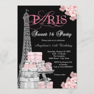 Pink Paris Sweet 16 Party Invitation