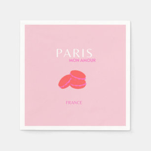 Pink Paris Travel Art Preppy Macarons Napkin